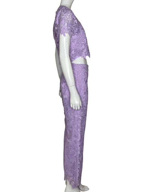 Set Blumarine Blusa + Pantalón Encaje Morado - Talla S