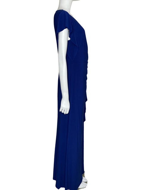 Vestido Ralph Lauren Maxi Drapeado Azul-Talla 12
