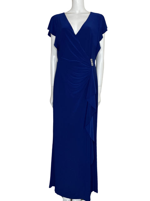 Vestido Ralph Lauren Maxi Drapeado Azul-Talla 12