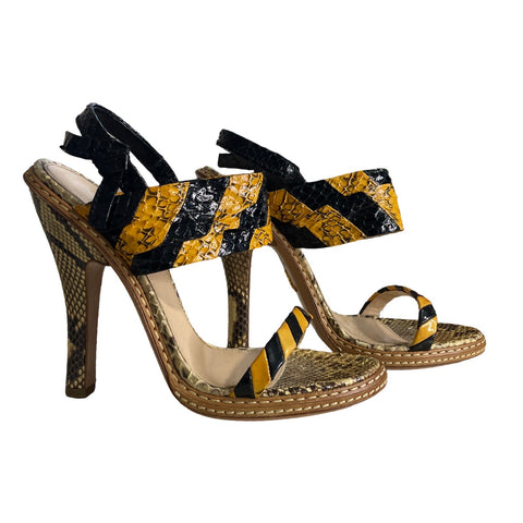 Sandalia Prada Exotic Leather Python Amarillo-Talla 39