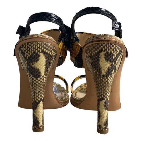 Sandalia Prada Exotic Leather Python Amarillo-Talla 39