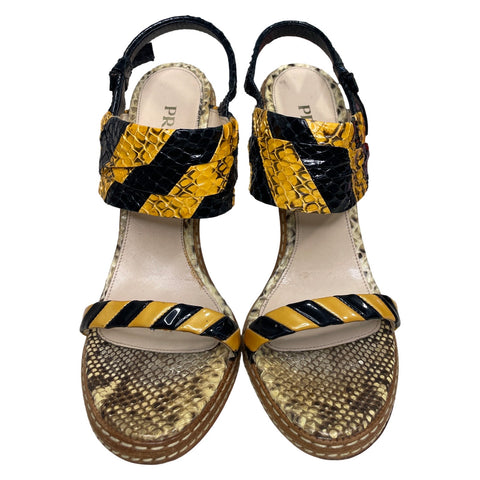 Sandalia Prada Exotic Leather Python Amarillo-Talla 39