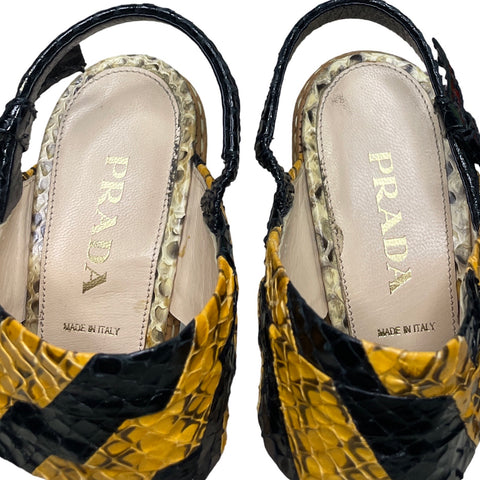 Sandalia Prada Exotic Leather Python Amarillo-Talla 39