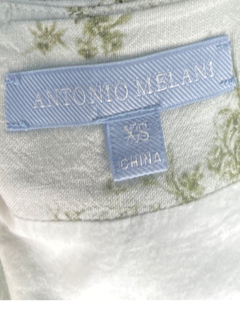 Blusa Antonio Melani Tiras Flores Verde - Talla XS