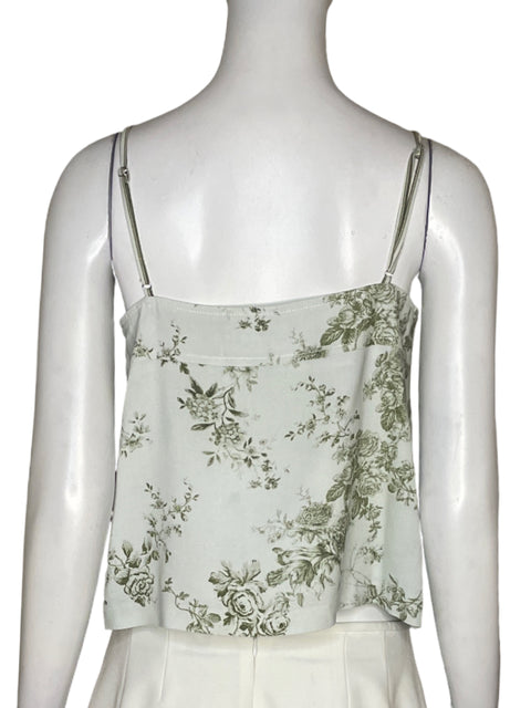Blusa Antonio Melani Tiras Flores Verde - Talla XS