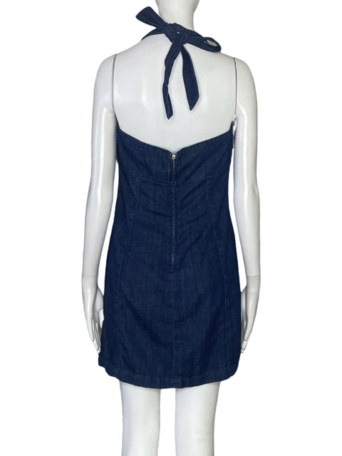 Vestido Reformation Jeans Denim Halter Azul-Talla 4
