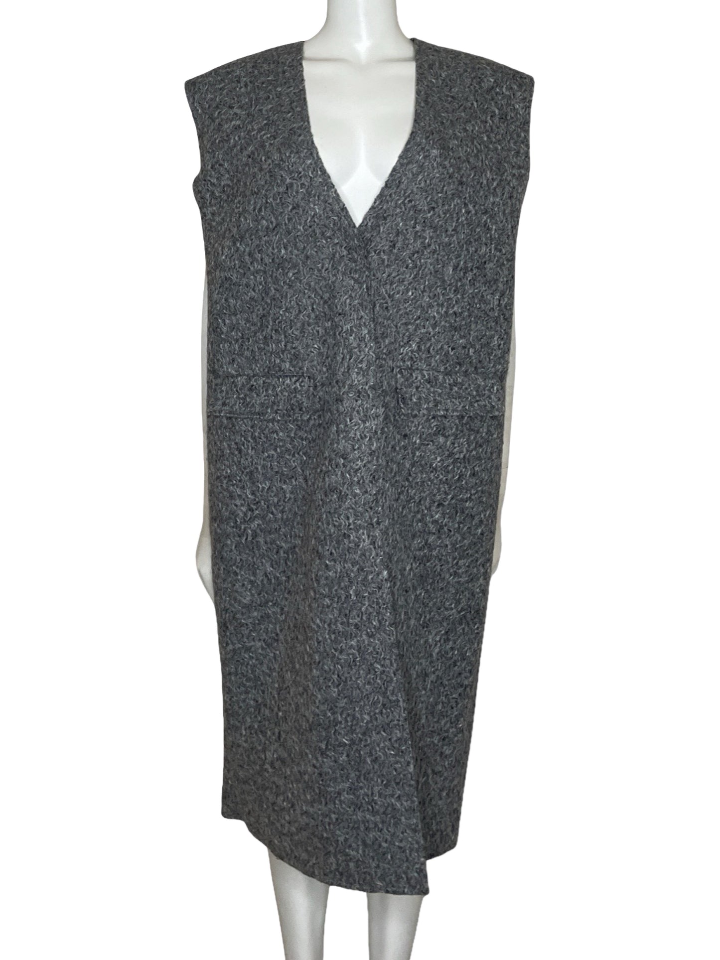 Chaleco Zara Midi Gris-Talla L