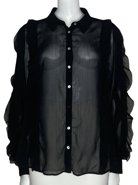 Camisa MNG Vuelos Negro-Talla 10