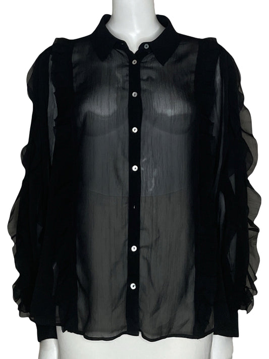Camisa Mango Vuelos Negro-Talla 10