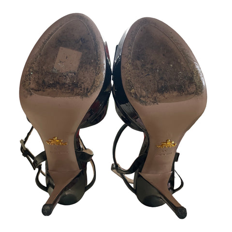 * Calzado Prada Crossed Charol Negro-Talla 39