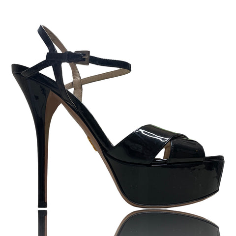 * Calzado Prada Crossed Charol Negro-Talla 39