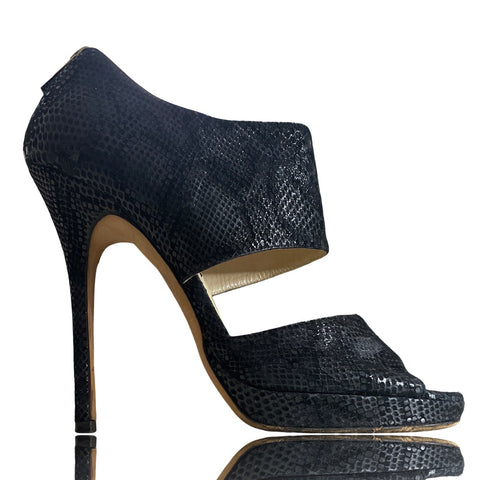 * Calzado Jimmy Choo Sandalias Gamuza Snake Negro-Talla 38