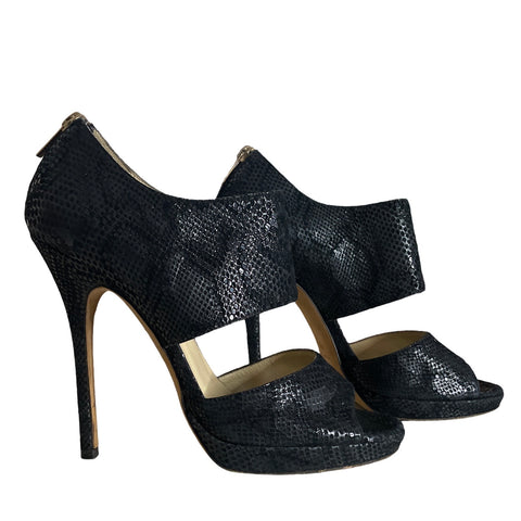 * Calzado Jimmy Choo Sandalias Gamuza Snake Negro-Talla 38