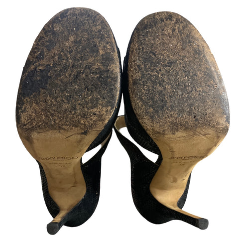 * Calzado Jimmy Choo Sandalias Gamuza Snake Negro-Talla 38