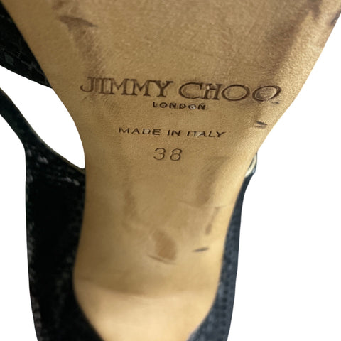 * Calzado Jimmy Choo Sandalias Gamuza Snake Negro-Talla 38