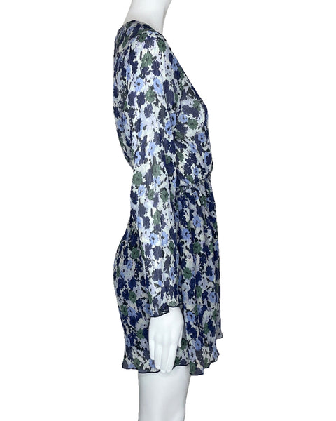 Romper Zara Cuello V Floral Azul-Talla XS