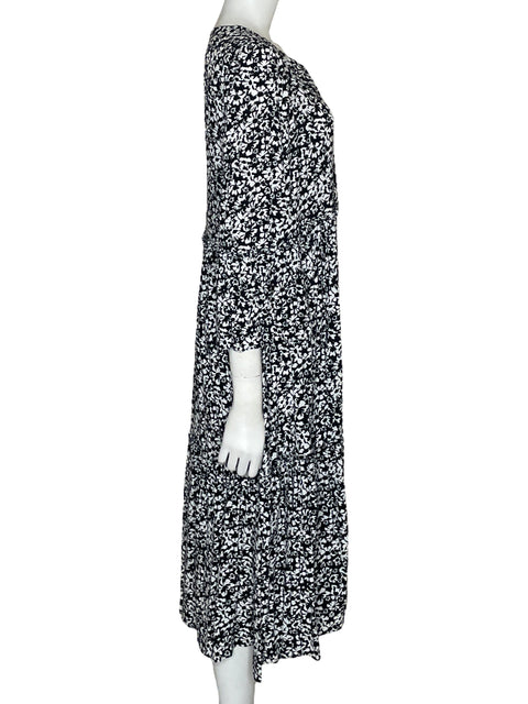 Vestido Zara Floral Midi Negro-Talla S