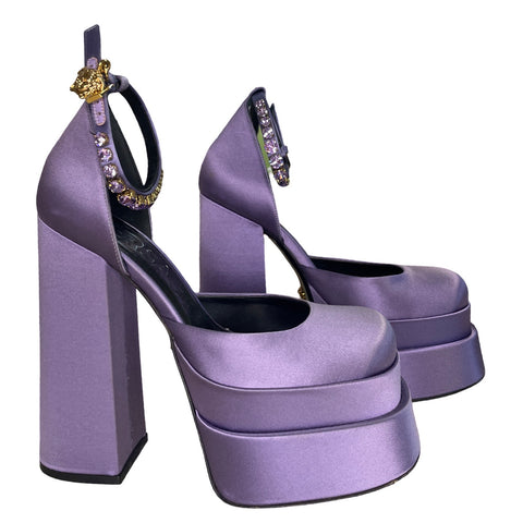* Calzado Versace Medusa Aevitas Saten Morados-Talla 36.5