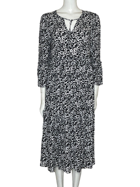 Vestido Zara Floral Midi Negro-Talla S