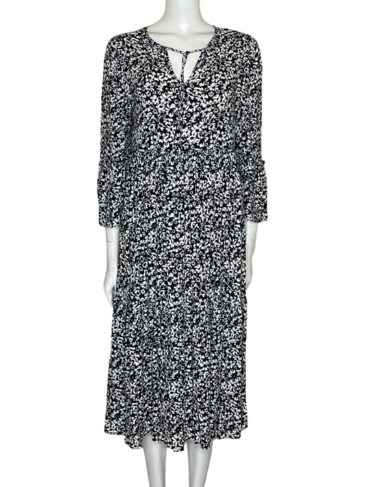 Vestido Zara Floral Midi Negro-Talla S