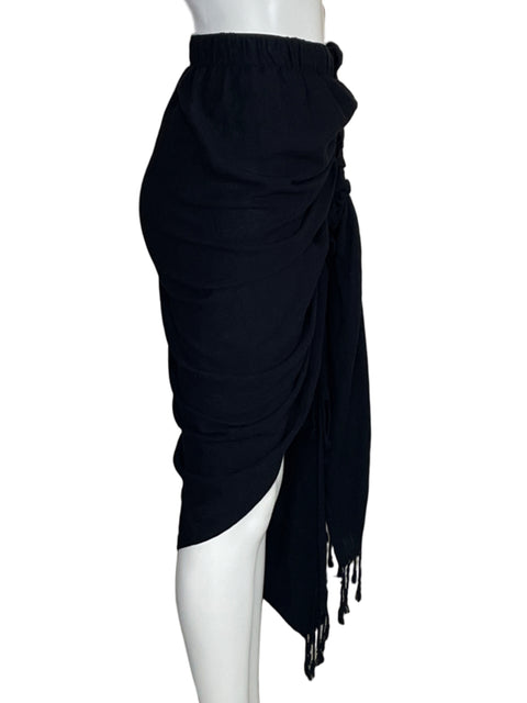 Falda Just Bee Queen Drapeada Asimétrica Negro-Talla S