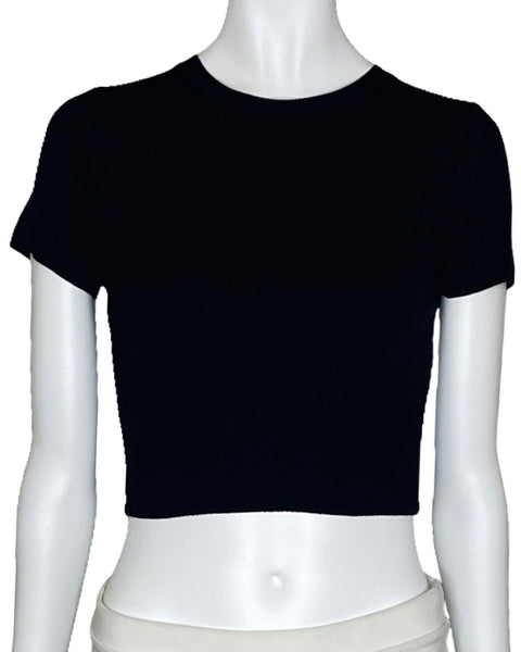 Top Zara Crop Punto Negro-Talla S