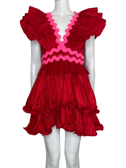 Vestido Celia Plisado Mini Rojo-Talla S