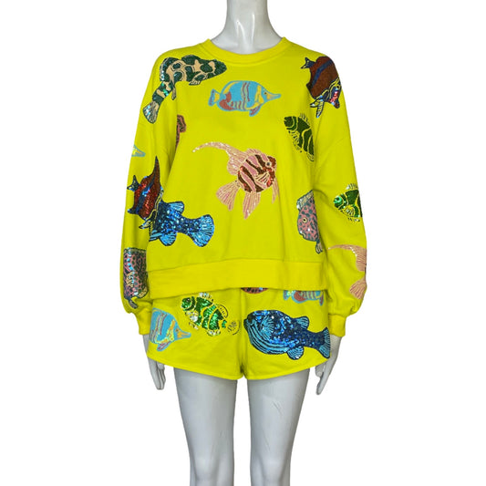 Set Queen Of Sparkles Sweater + Short Peces Amarillo - Talla XS