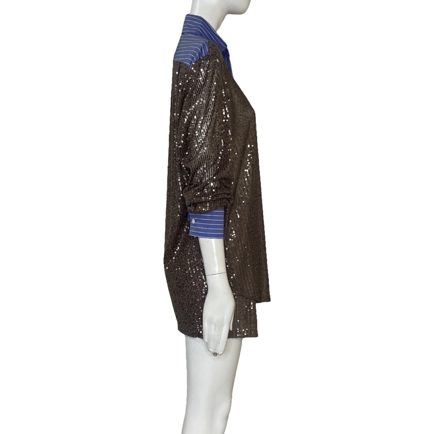Set Hand Over Camisa + Short Lentejuelas Azul - Talla S