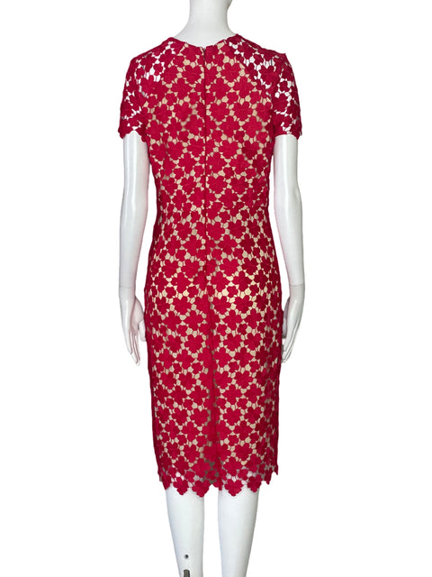 Vestido Shoshanna Flores Encaje Rojo-Talla 8