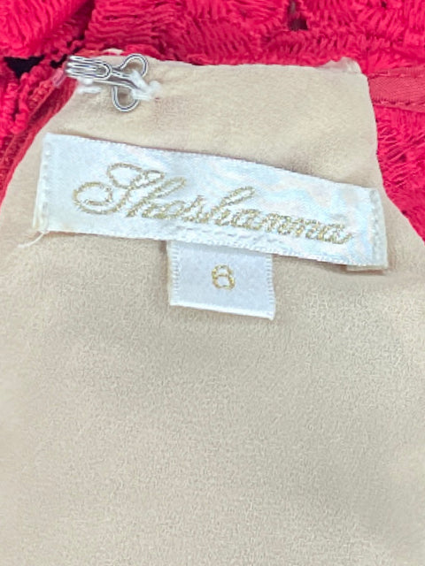 Vestido Shoshanna Flores Encaje Rojo-Talla 8