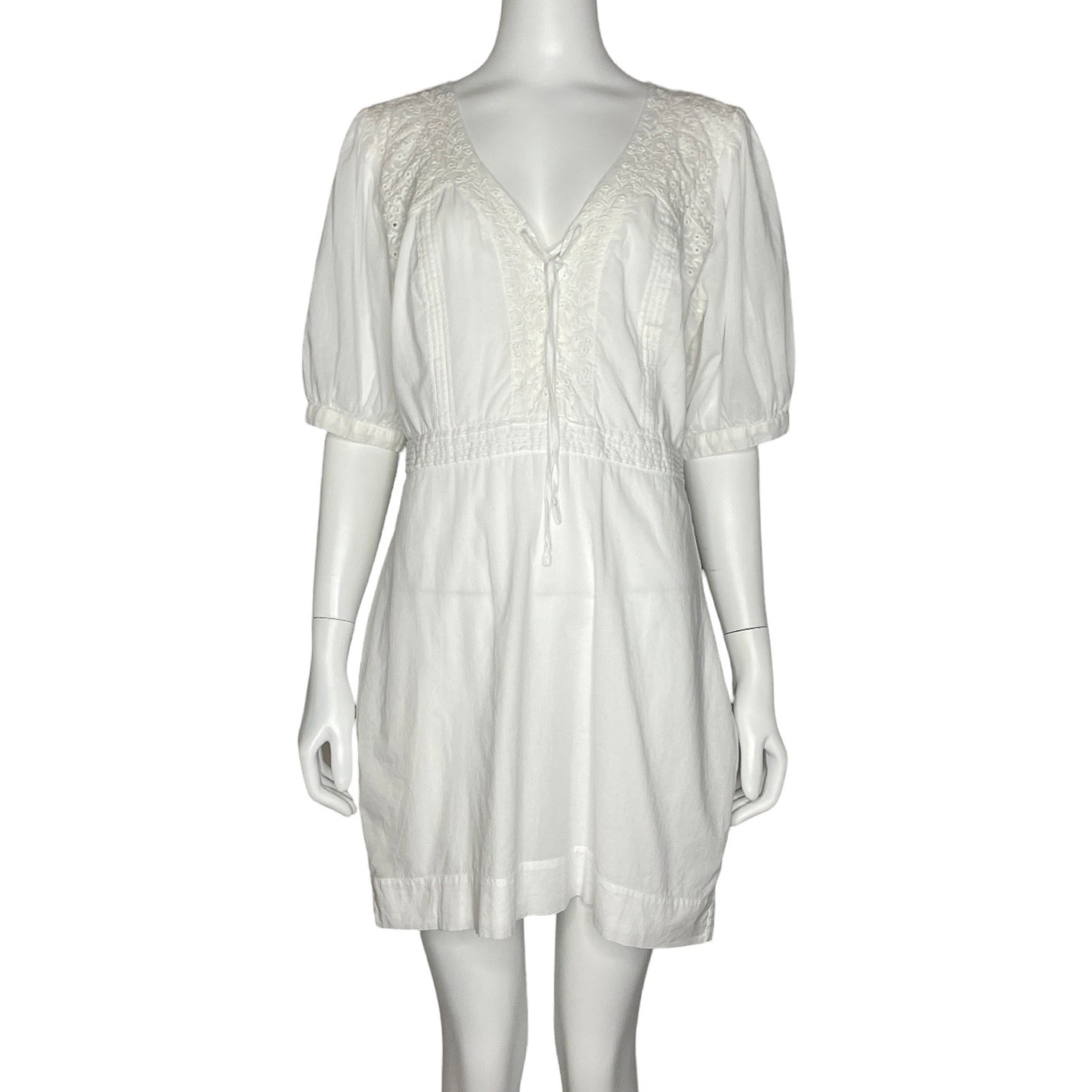 Vestido Joie Bordados Mangas Puff Blanco - Talla 10