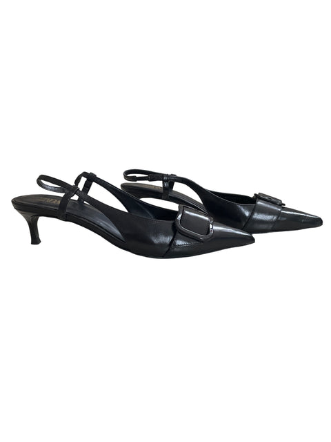 Calzado Zara Slingback Kitten Heel Negro-Talla 38