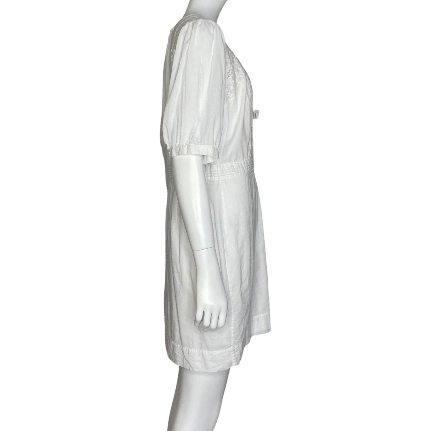 Vestido Joie Bordados Mangas Puff Blanco - Talla 10