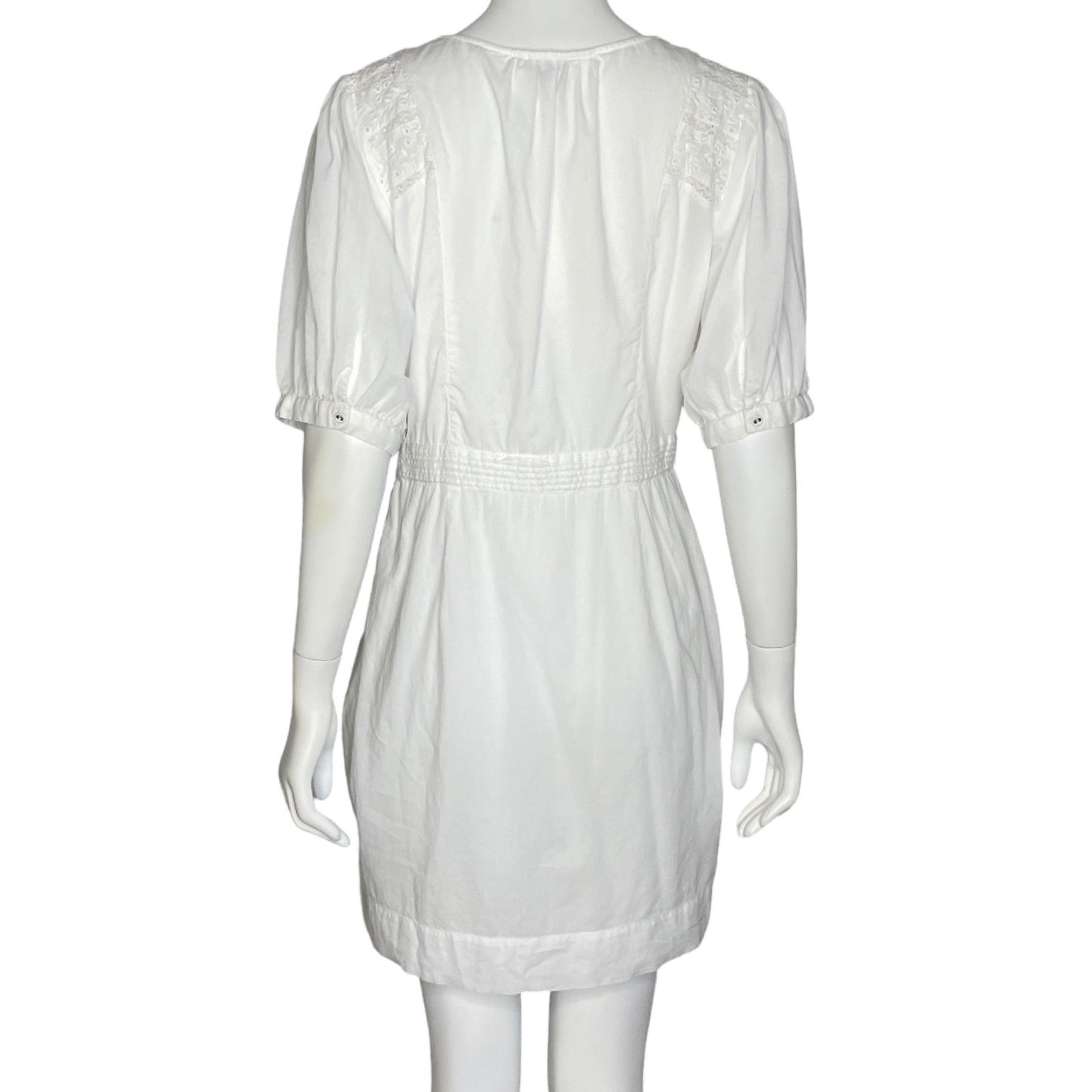 Vestido Joie Bordados Mangas Puff Blanco - Talla 10