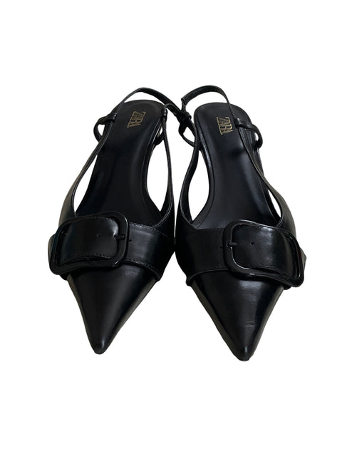 Calzado Zara Slingback Kitten Heel Negro-Talla 38