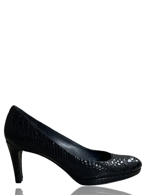Calzado Stuart Weitzman Plainfield Peep Toe Negro-Talla 7 1/2