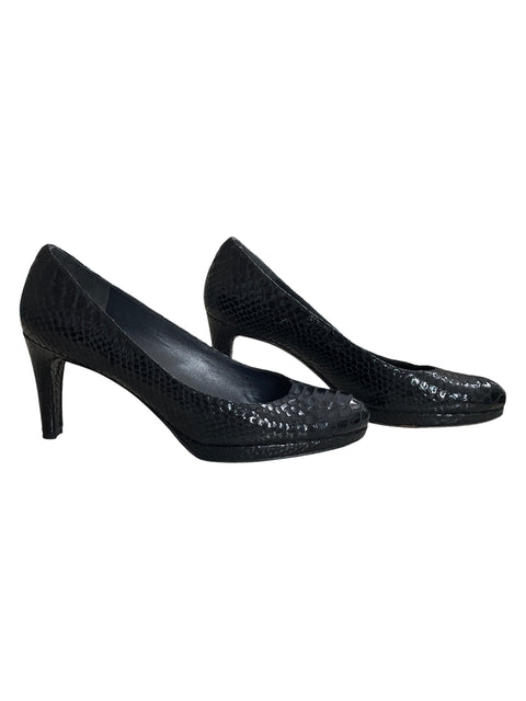 Calzado Stuart Weitzman Plainfield Peep Toe Negro-Talla 7 1/2