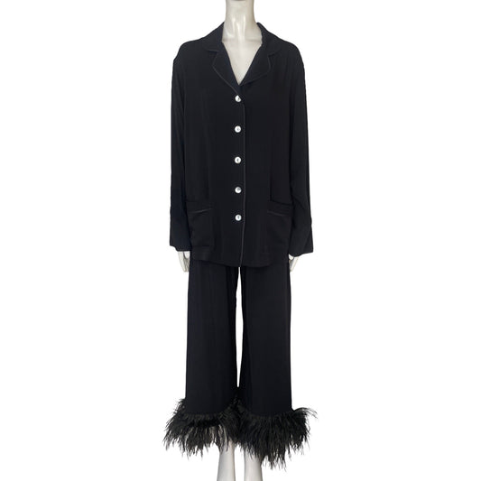 Set Sleeper Camisa + Pantalón Plumas Negro - Talla M