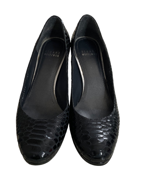 Calzado Stuart Weitzman Plainfield Peep Toe Negro-Talla 7 1/2