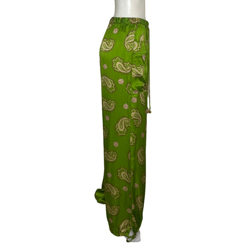 Pantalón Alemais Seda Estampado Verde - Talla 4