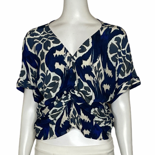 Blusa Esprit Estampada Crop Azul-Talla XL