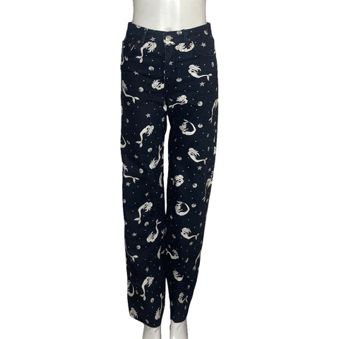 Pantalón Zara Estampado Sirenas Azul - Talla 2
