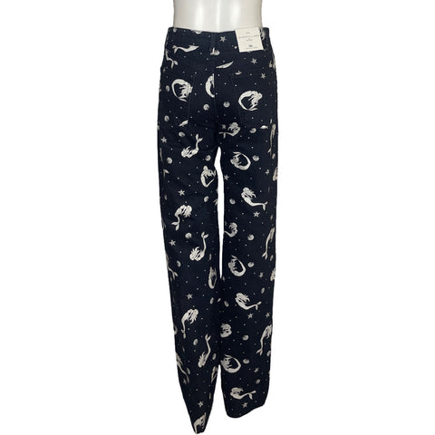 Pantalón Zara Estampado Sirenas Azul - Talla 2