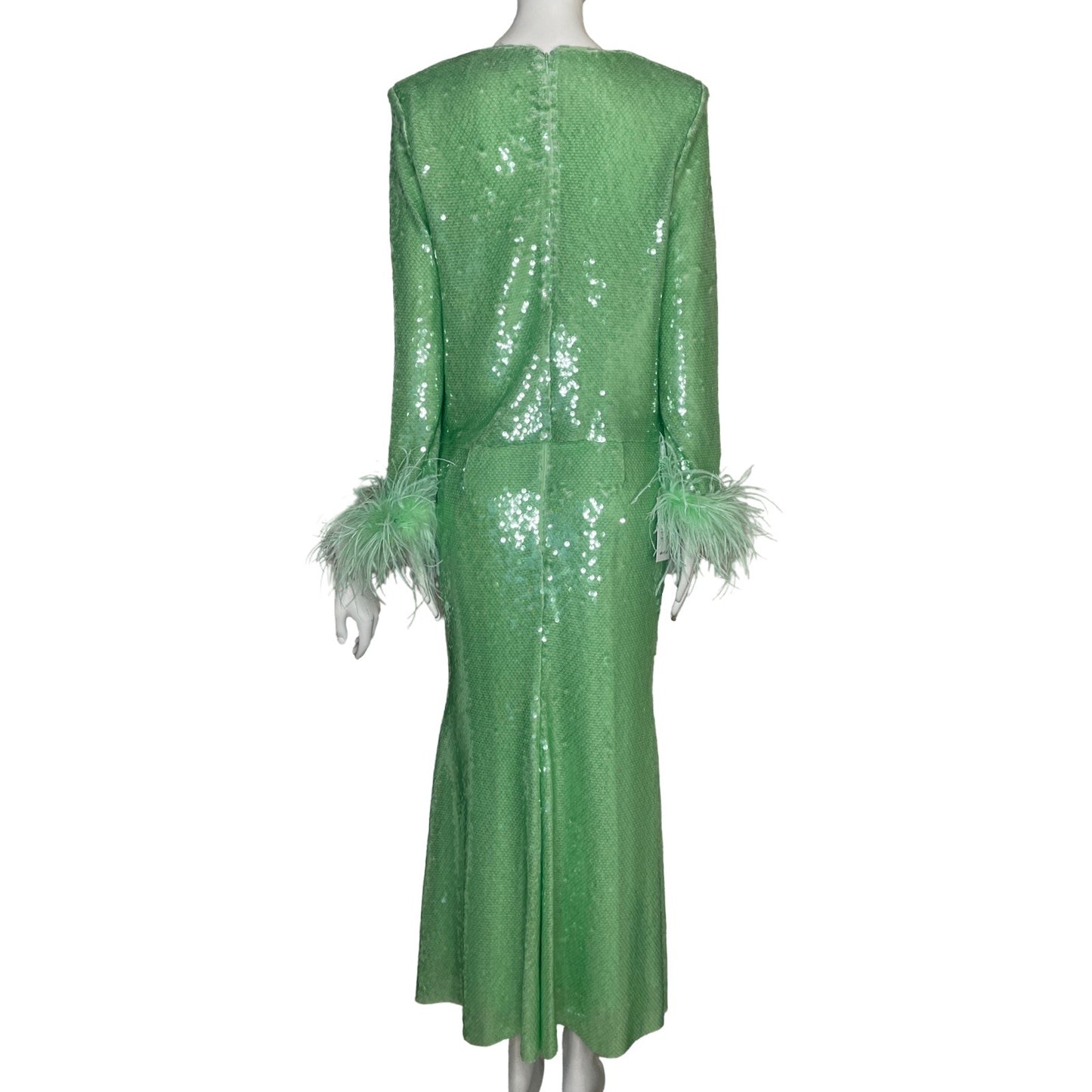 Set Self - Portrait Blusa + Falda Plumas Con Lentejuelas Verde - Talla 6