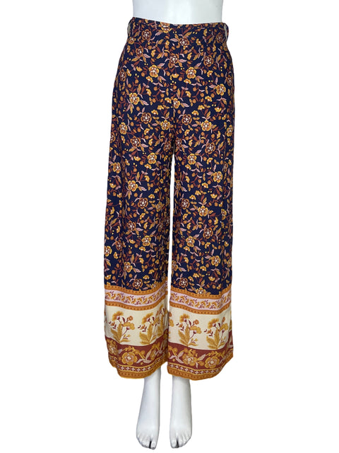 Pantalón Style State Palazzo Flores Azul-Talla 14