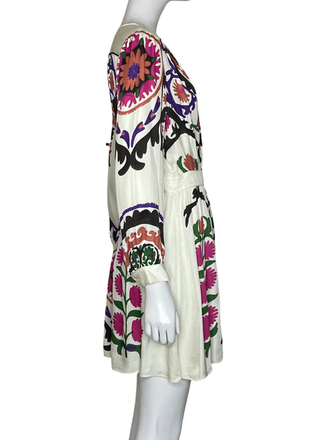 Vestido Ba&sh Estampado Mangas Larga Beige - Talla S