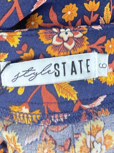 Pantalón Style State Palazzo Estampado Azul-Talla 6