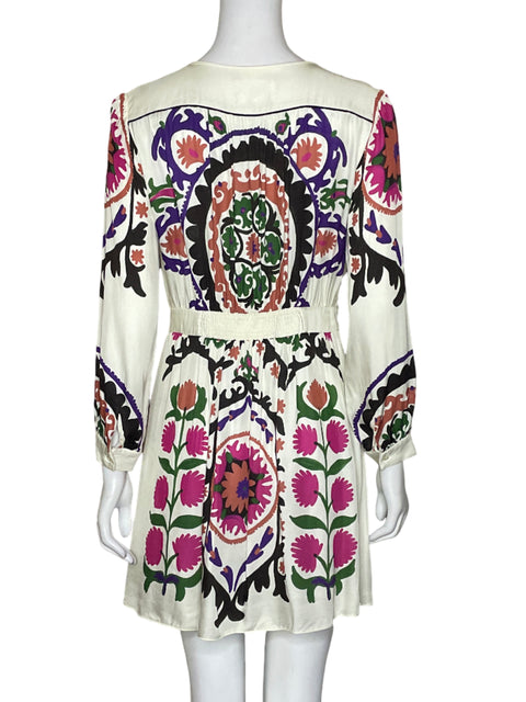 Vestido Ba&sh Estampado Mangas Larga Beige - Talla S