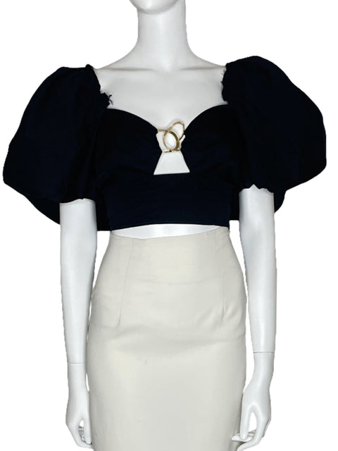 Top Aje Bodice Mangas Puff Negro-Talla 12